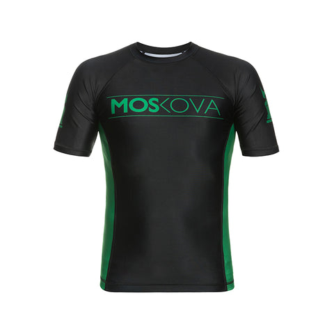 MOSKOVA TRAINING RASHGUARD  BLACK/GREEN - SHORT SLEEVE