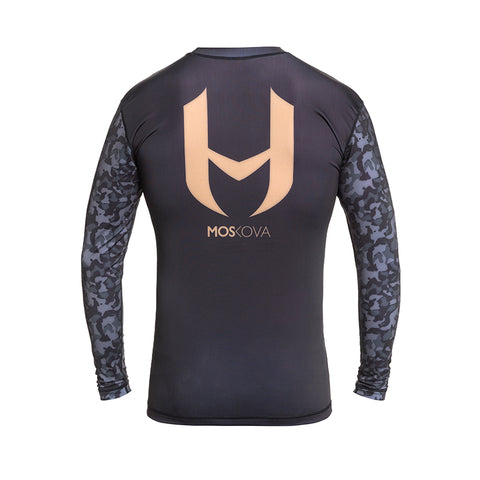 MAX HOLLOWAY BJJ RASHGUARD  CAMO BLACK GOLD - LONG SLEEVES