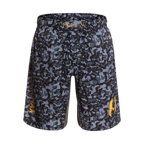 MAX HOLLOWAY GYM SHORTS CAMO BLACK GOLD