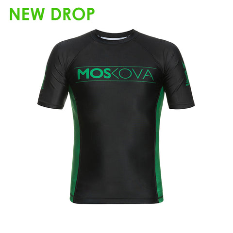 MOSKOVA TRAINING RASHGUARD  BLACK/GREEN - SHORT SLEEVE