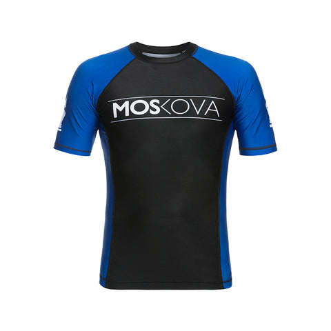 MOSKOVA BJJ RANKED RASHGUARD  BLACK/BLUE - SHORT SLEEVE