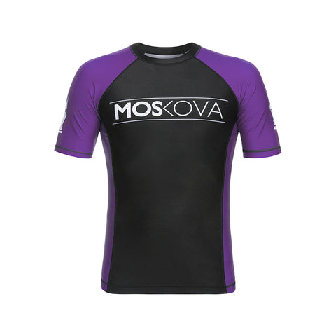 MOSKOVA BJJ RANKED RASHGUARD  BLACK/PURPLE - SHORT SLEEVE